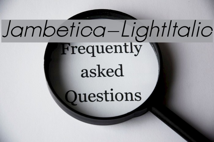 Jambetica-LightItalic Font examples