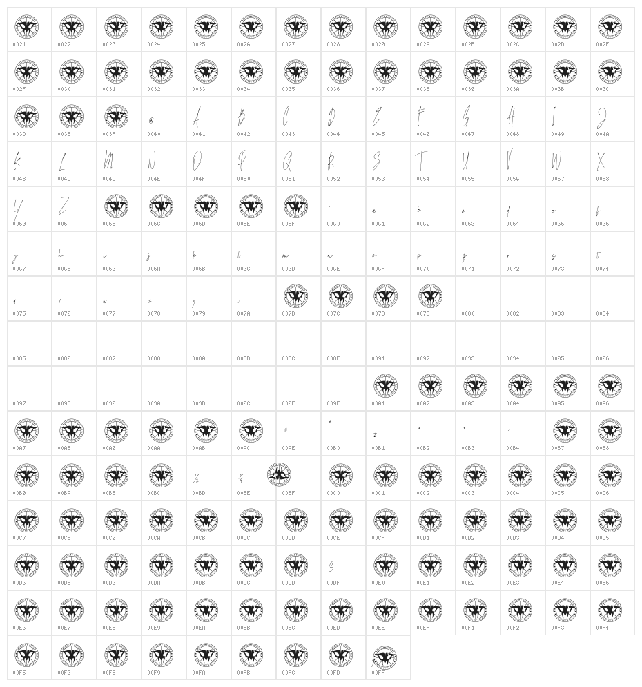 JamesBlack Character Map