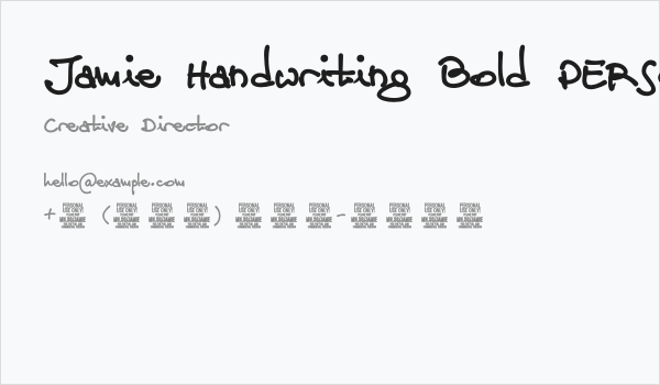 Jamie Handwriting Bold PERSONAL USE Regular Business Card