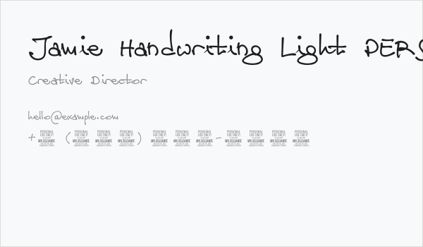 Jamie Handwriting Light PERSONAL USE Regular Business Card