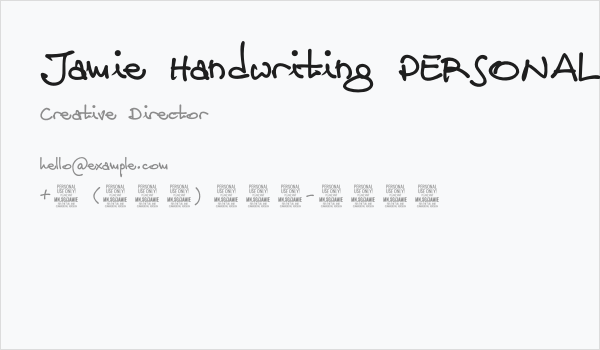 Jamie Handwriting PERSONAL USE Regular Business Card