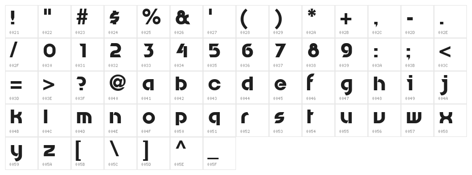 Jammed Toaster Character Map