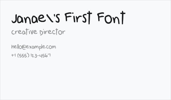 Janae's First Font Business Card