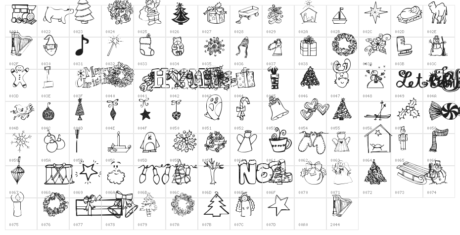 Janda Christmas Doodles Character Map