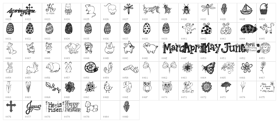 Janda Spring Doodles Character Map