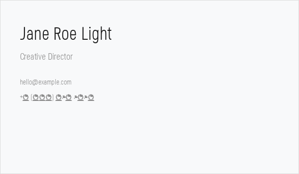 Jane Roe Light Business Card