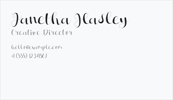 Janetha Hasley Business Card