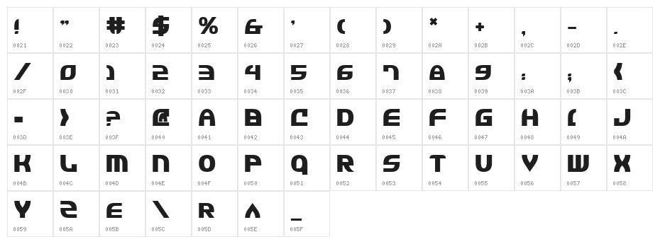 Jannisaries Bold Character Map