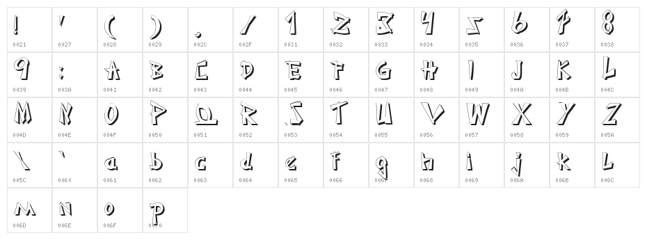 JaponesaShadow Character Map