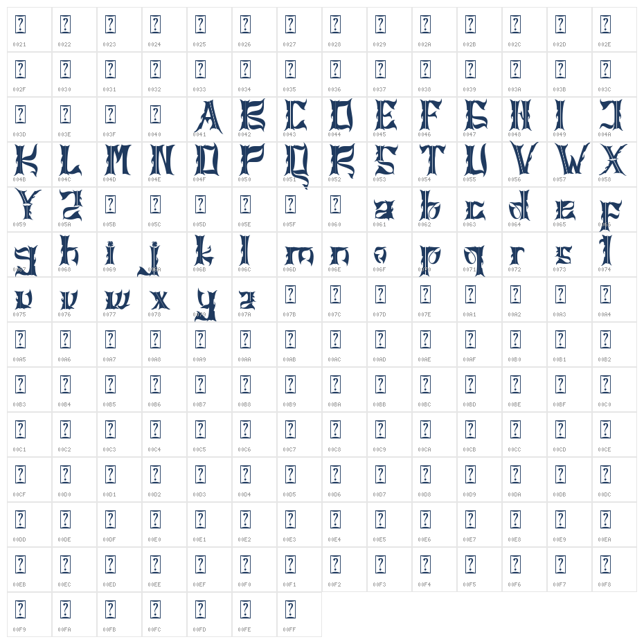 Jasera Character Map