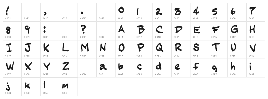 JasonFont Character Map