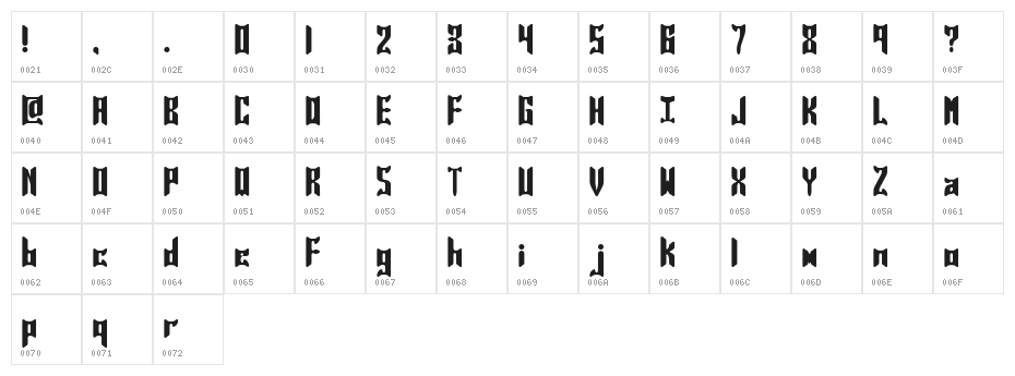 Jasper Solid BRK Character Map