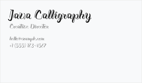 Java Calligraphy Business Card