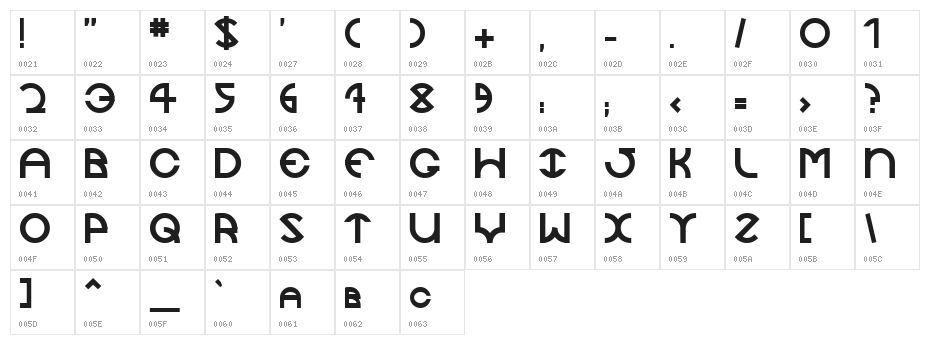 JaySetch Bold Character Map
