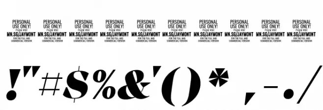 Jaymont PERSONAL Black Italic Font OTHER CHARS