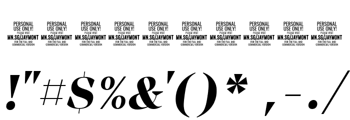 Jaymont PERSONAL Bold Italic Font OTHER CHARS