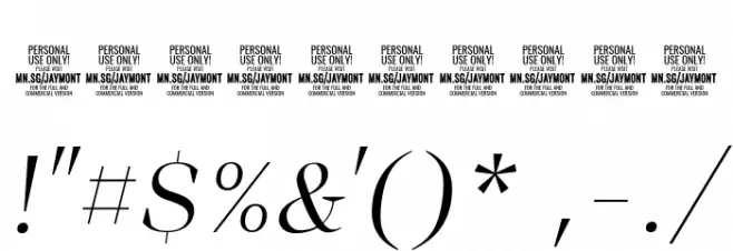 Jaymont PERSONAL Light Italic Font OTHER CHARS