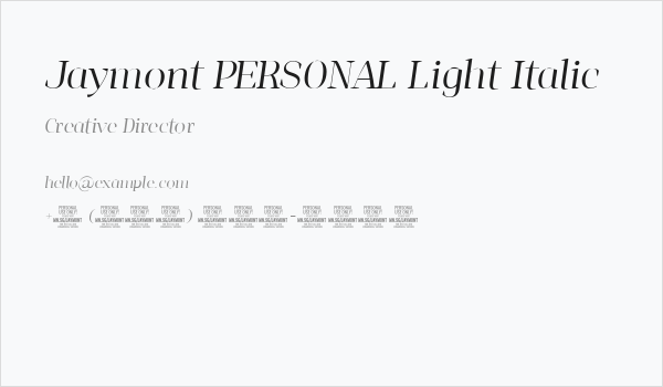 Jaymont PERSONAL Light Italic Business Card