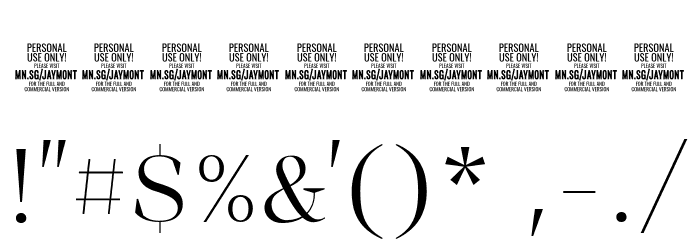 Jaymont PERSONAL Light Font OTHER CHARS