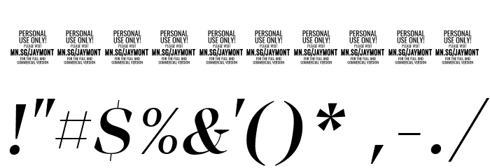 Jaymont PERSONAL Medium Italic Font OTHER CHARS