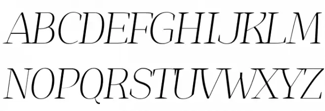 Jaymont PERSONAL Thin Italic Шрифта ВЕРХНИЙ