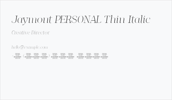 Jaymont PERSONAL Thin Italic Business Card