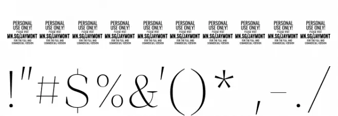 Jaymont PERSONAL Thin Font OTHER CHARS