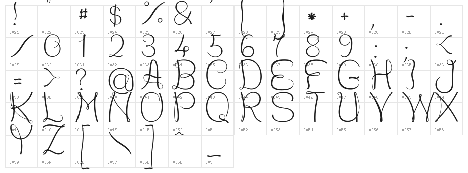 JBCourbes-Regular Character Map