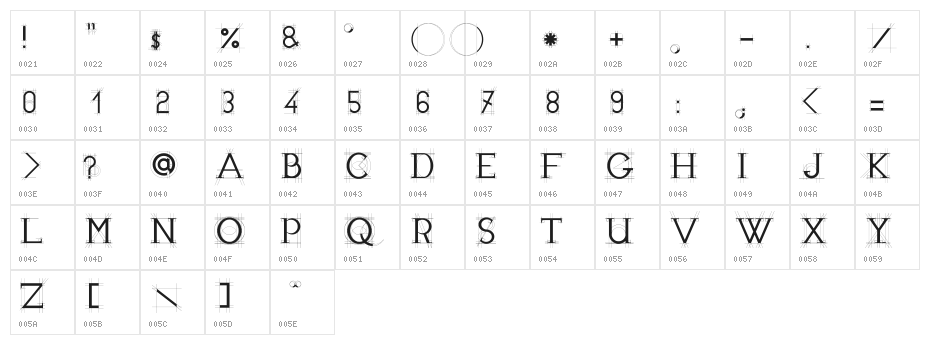 JBEtude-Regular Character Map