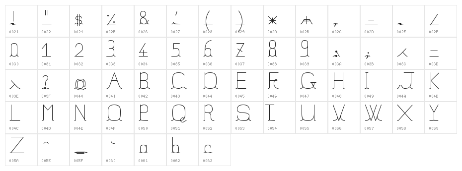 JBFil_std Character Map
