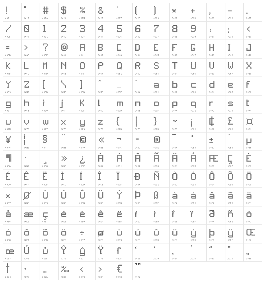 JD Bagues Regular Character Map