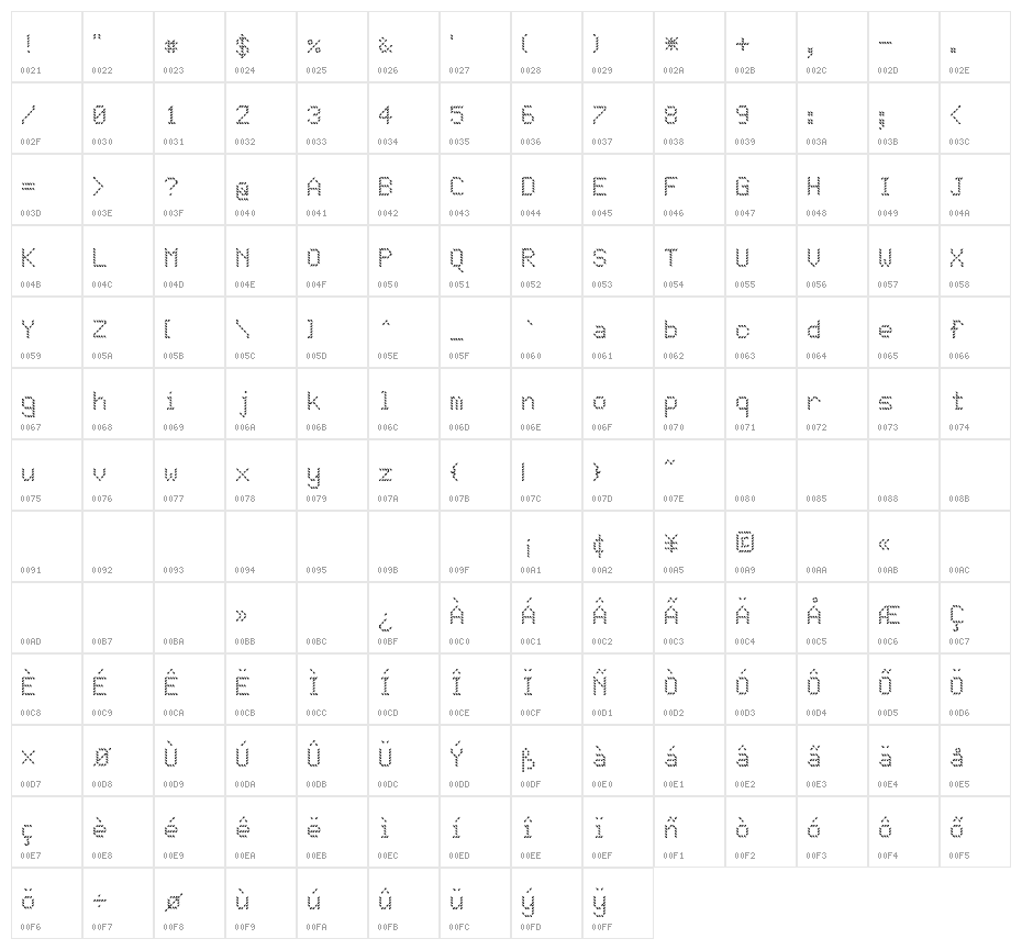 JD Drip Regular Character Map