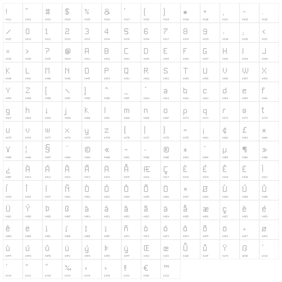 JD Estrellas Regular Character Map