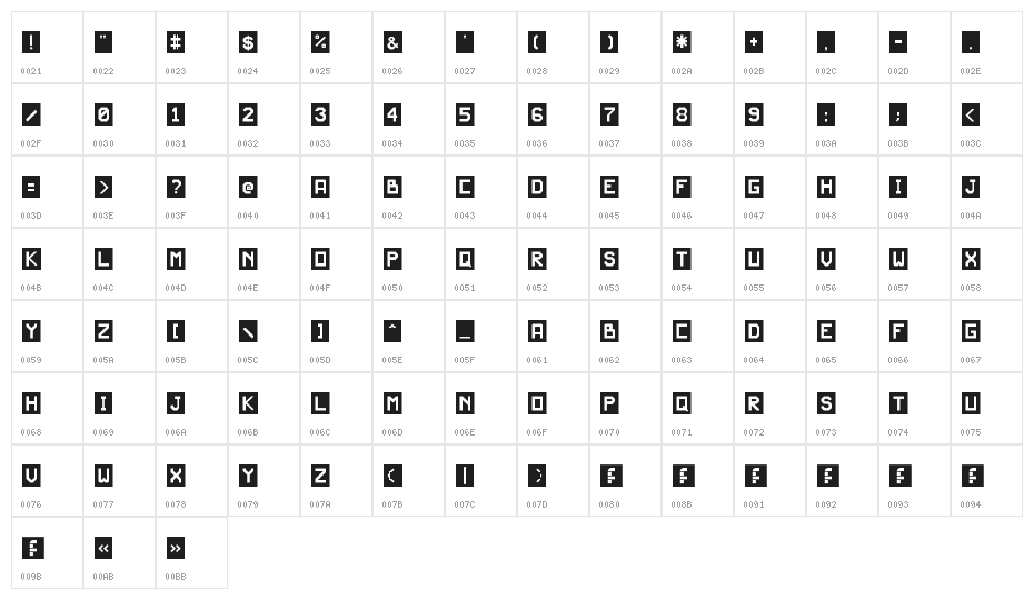 JD Eugenia Regular Character Map