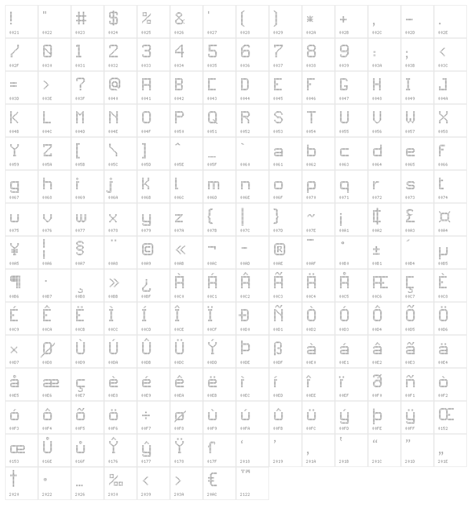 JD Gems Regular Character Map
