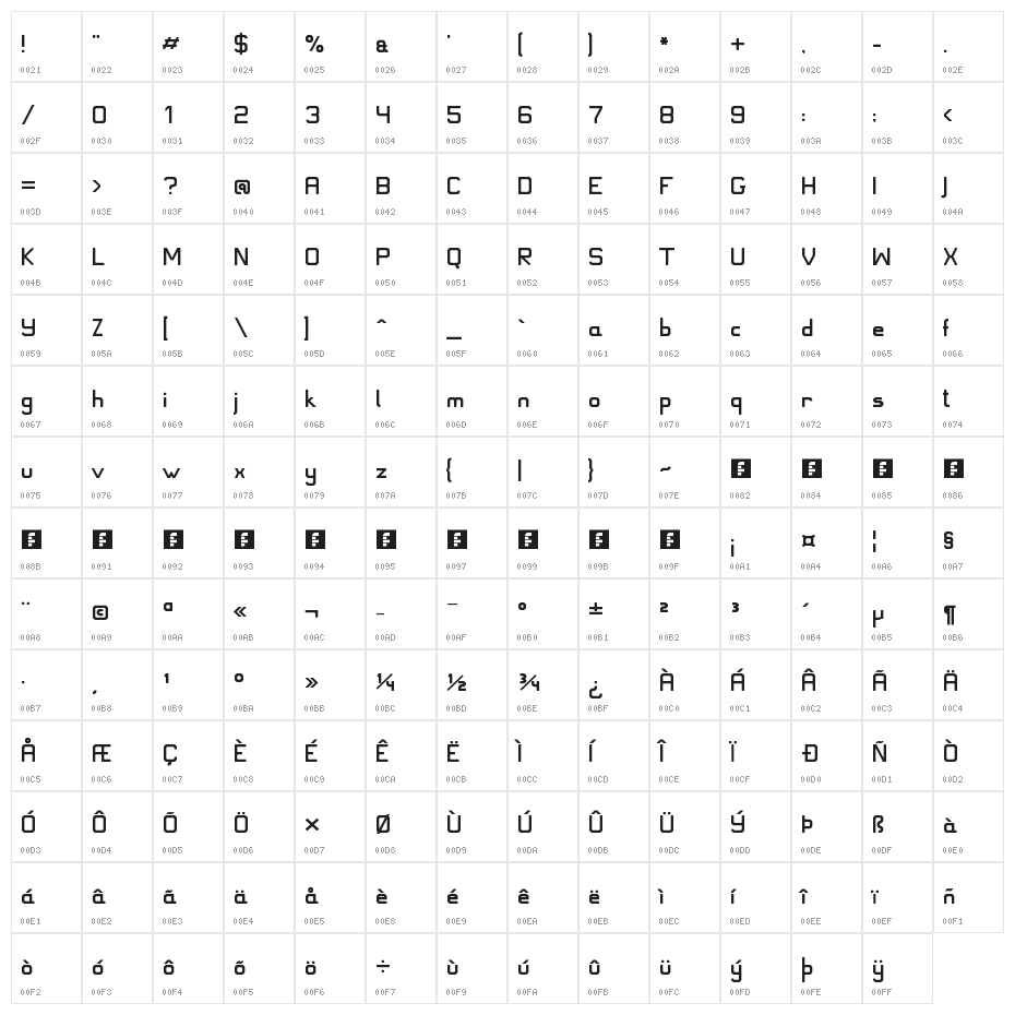 JD Ice Regular Character Map