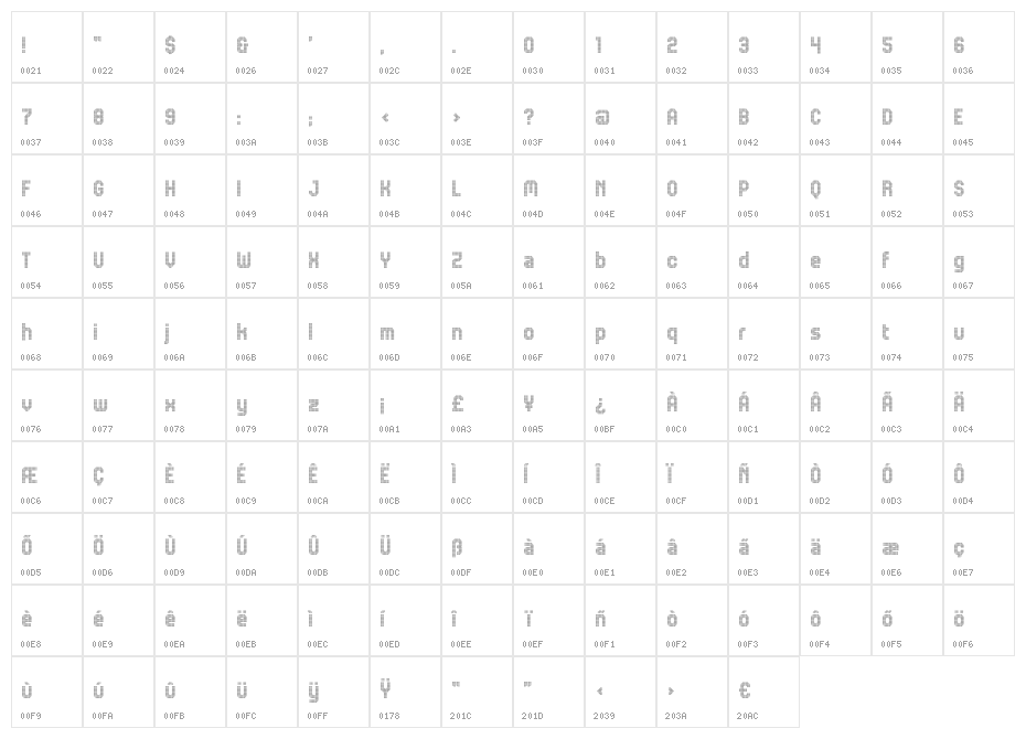 JD Jessica Regular Character Map