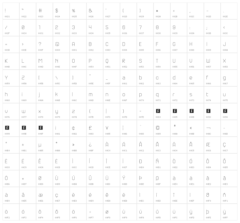 JD Lecce Regular Character Map