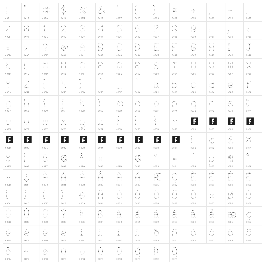 JD Lovers Regular Character Map