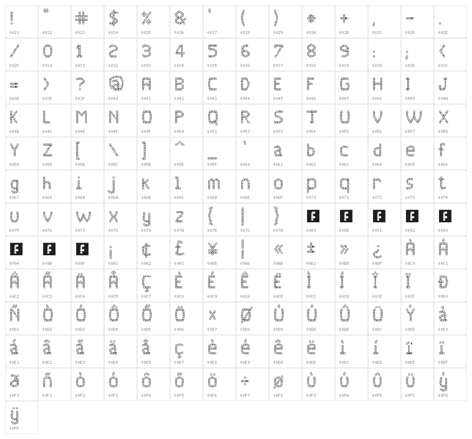 JD Quadz Regular Character Map