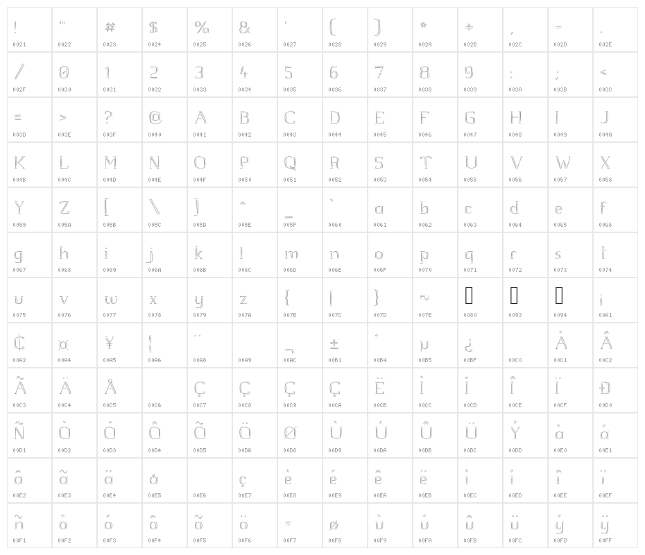 JD Raw Script Regular Character Map