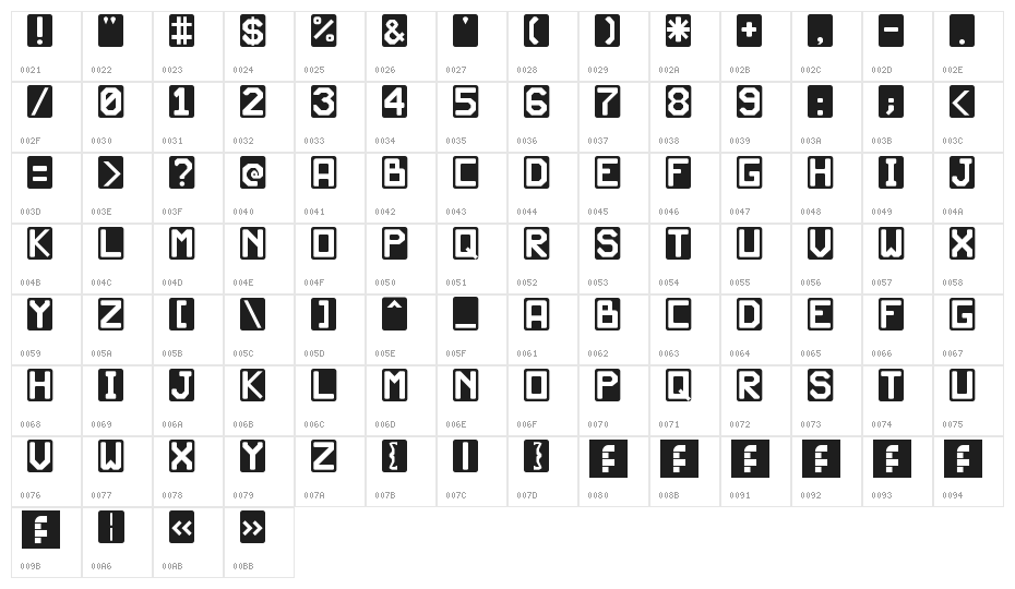 JD Scarabeo Light Regular Character Map