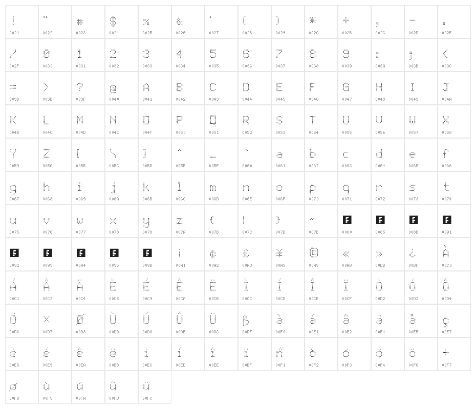 JD Stars Regular Character Map
