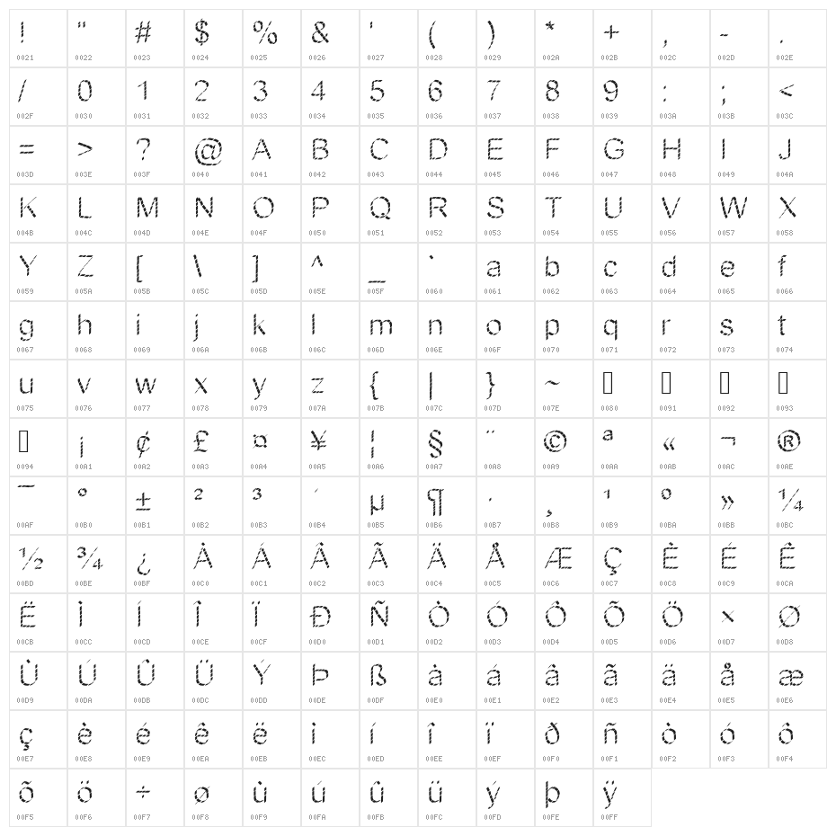JDFantasyBold Character Map