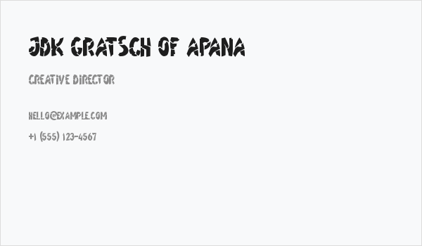 JDK Gratsch of Apana Business Card