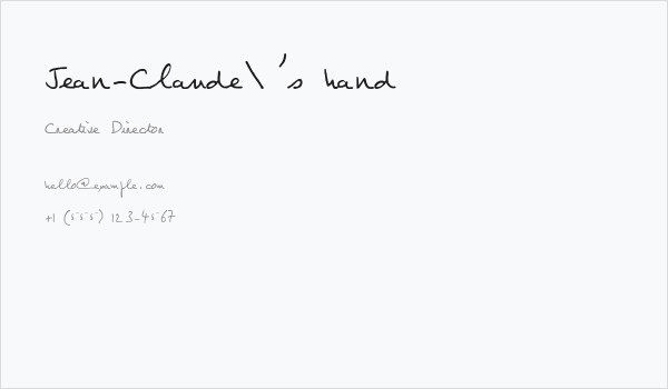 Jean-Claude's hand Business Card