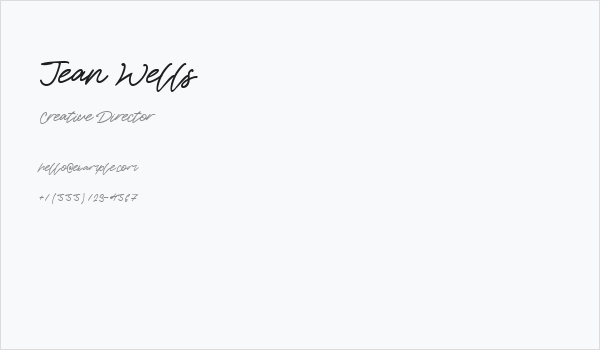 Jean Wells Business Card