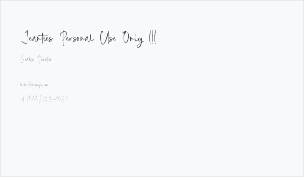 Jeanties Personal Use Only !!! Business Card