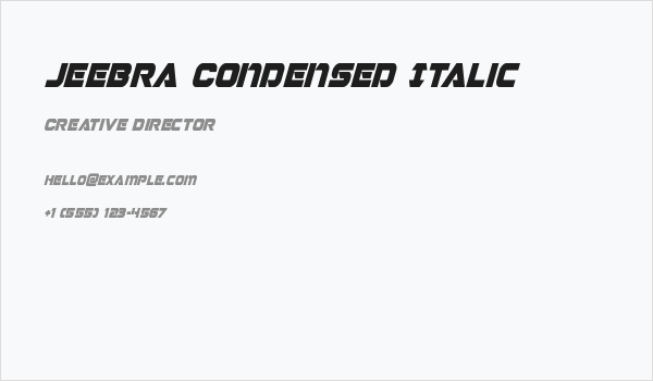 Jeebra Condensed Italic Business Card