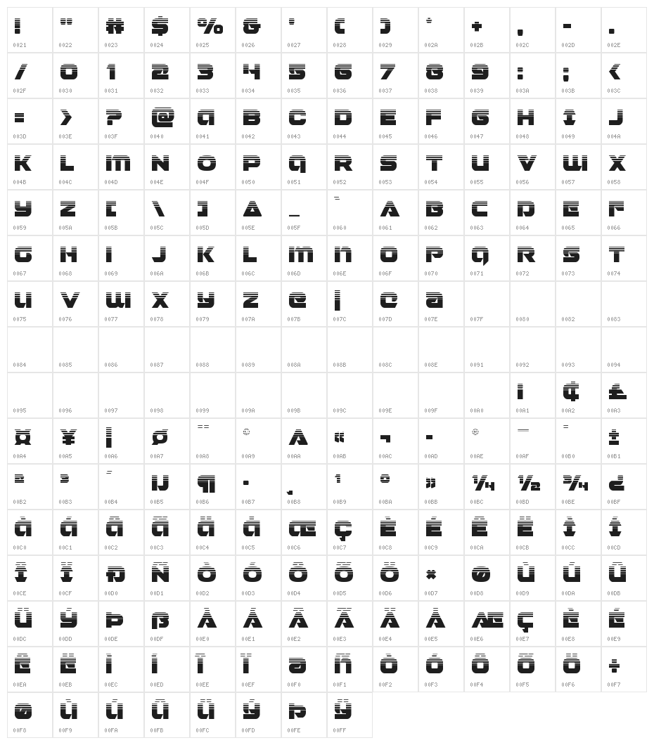 Jeebra Halftone Character Map